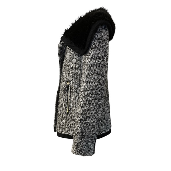 Juicy Couture Tweed Pea Coat w/ Faux Fur Collar S | Holiday Party Chic - Picture 4 of 15